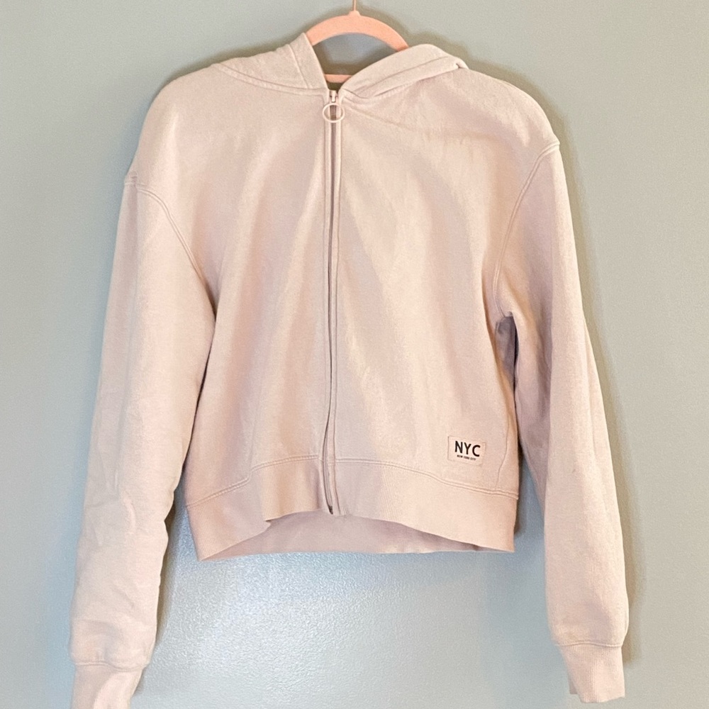 pink nyc zip up hoodie